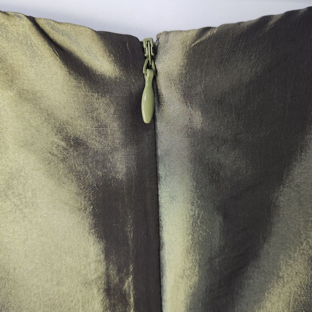 Cachet Olive Green A-Line Maxi Skirt Vintage Evening Satin Taffeta NWT Large - Picture 5 of 10